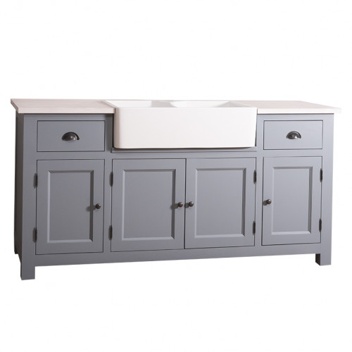 Meuble de cuisine ROMANE avec évier timbre double bacs intégré - 180x65x90 cm