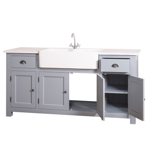 Meuble de cuisine ROMANE avec évier timbre double bacs intégré - 180x65x90 cm