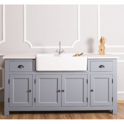 Meuble de cuisine ROMANE avec évier timbre double bacs intégré - 180x65x90 cm