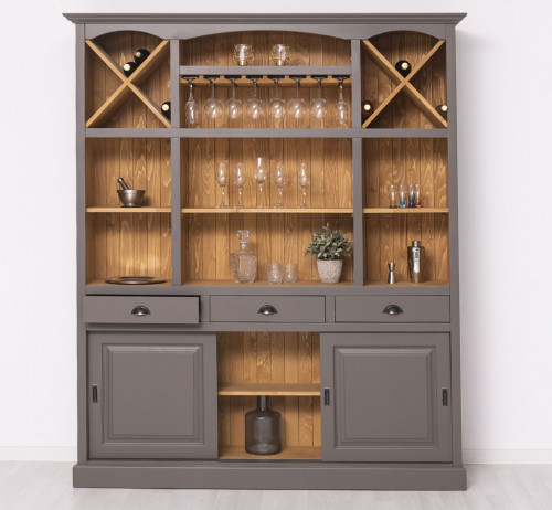 Fond de Bar en bois Massif ROMANE - 180x41x210cm