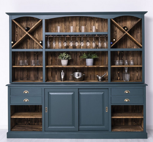 Fond de Bar en bois Massif ROMANE - 240x50x210cm