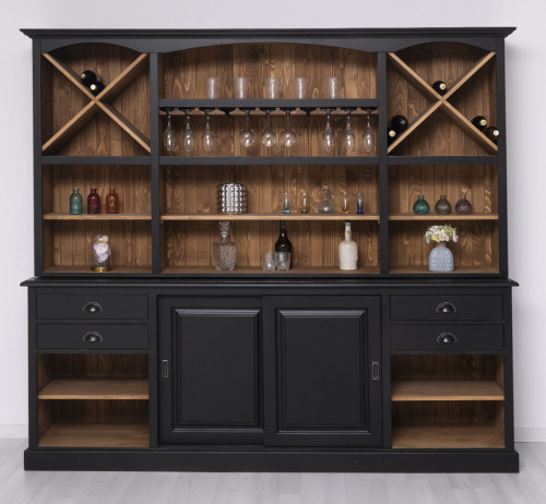 Fond de Bar en bois Massif ROMANE - 240x50x210cm