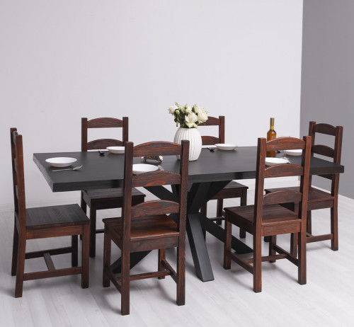 Table à manger en bois Massif ROMANE - 210x100x78cm