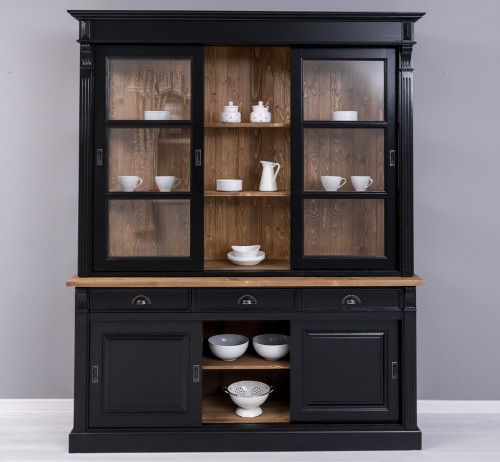 Buffet Vaisselier en bois Massif ROMANE - 180x51x220cm