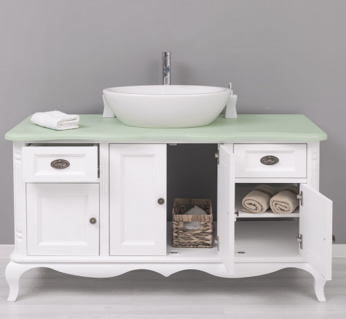 Meuble vasque en bois Massif ROMANE - 140x57x75cm