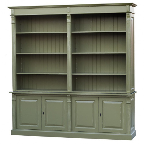 Grande Bibliothèque avec échelle ROMANE en bois massif - 223x51x228 cm