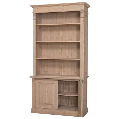 Bibliothèque avec échelle en bois massif | 120x51x228cm