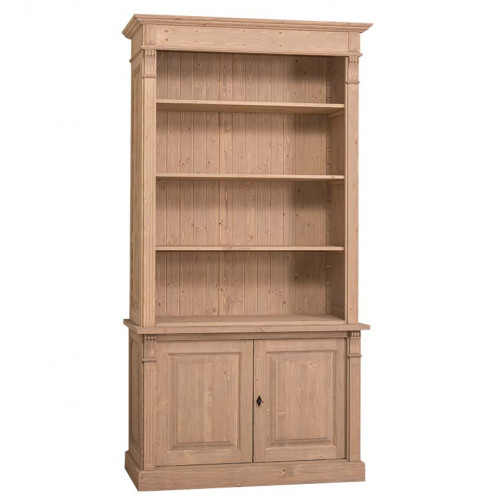 Bibliothèque avec échelle en bois massif | 120x51x228cm