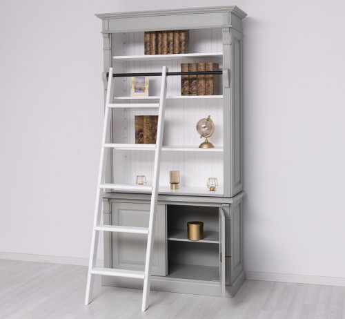 Bibliothèque avec échelle en bois massif | 120x51x228cm