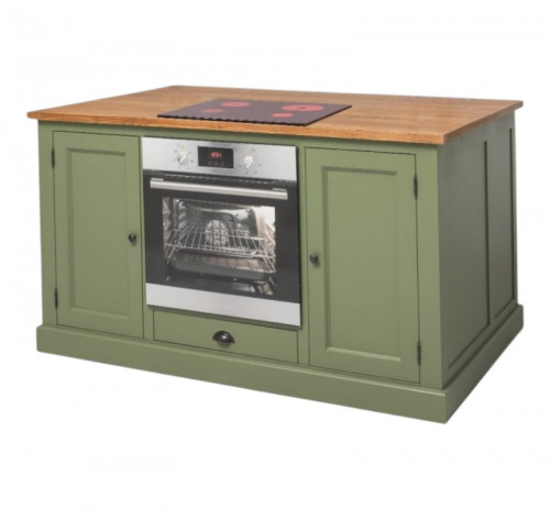 Ilot central de cuisine pour four et plaque de cuisson en pin massif - 160x90x110 cm