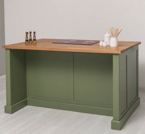 Ilot central de cuisine pour four et plaque de cuisson en pin massif - 160x90x110 cm