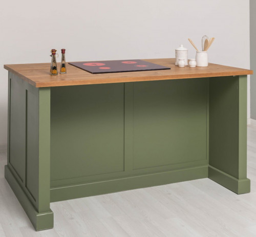 Ilot central de cuisine pour four et plaque de cuisson en pin massif - 160x90x110 cm