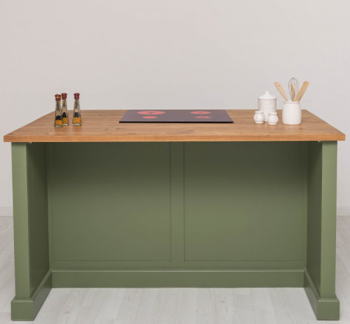 Ilot central de cuisine pour four et plaque de cuisson en pin massif - 160x90x110 cm