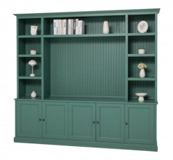 Grande bibliothèque avec espace pour télévision en pin massif - 254x228x46 cm