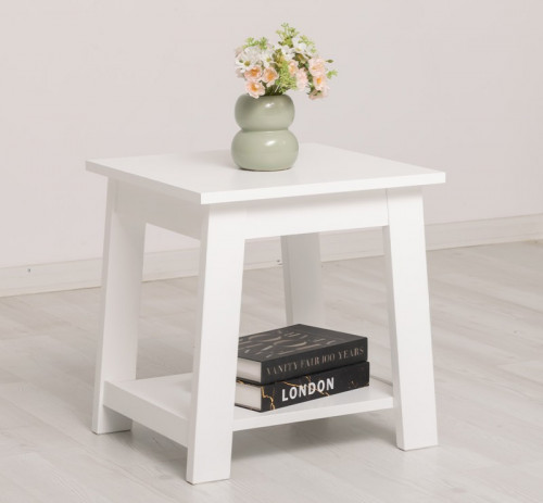 Tabouret à pieds trapézoïdaux en pin massif - 55x49x45 cm