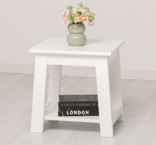 Tabouret à pieds trapézoïdaux en pin massif - 55x49x45 cm
