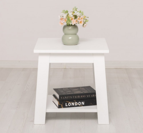 Tabouret à pieds trapézoïdaux en pin massif - 55x49x45 cm