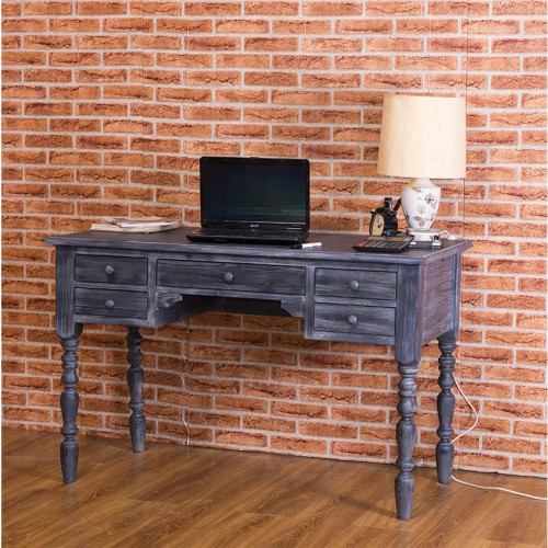 Bureau en bois massif avec 5 Tiroirs ROMANE | 130x65x83cm