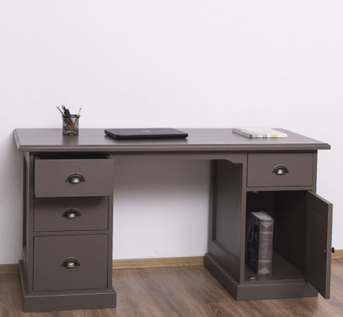 Bureau en Bois Massif avec 4 Tiroirs et 1 Placard | 152x70x78cm