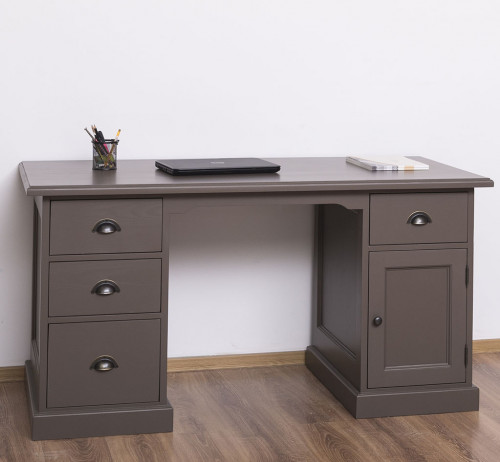 Bureau en Bois Massif avec 4 Tiroirs et 1 Placard | 152x70x78cm