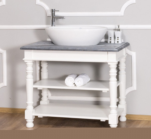 Meuble de salle de bain avec vasque bol ROMANE en pin massif - 90x54x74