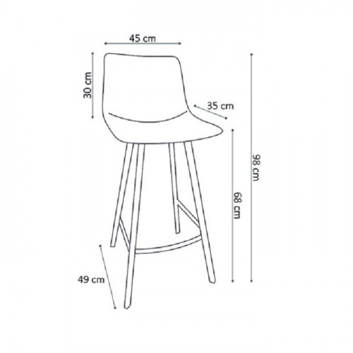 Tabouret de bar avec dossier style industriel assise simili cuir cognac pieds métal noir - H98 cm