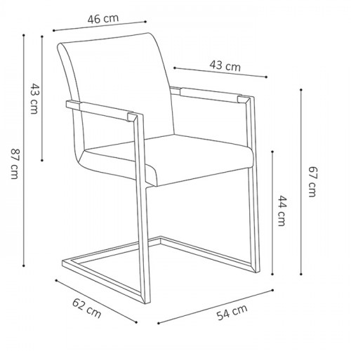 Chaise à accoudoirs de style industriel façon cuir brun pieds métal noir - 54x62x87 cm