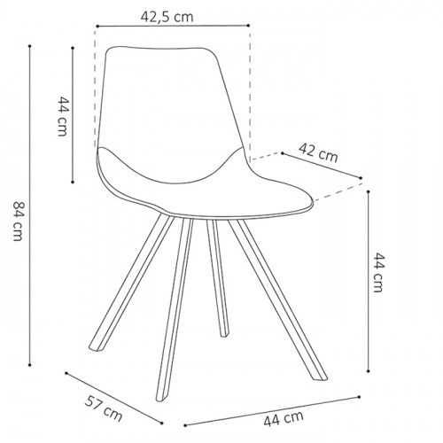 Chaise de style industriel assise simili cuir noir pieds métal noir - 44x57x84 cm