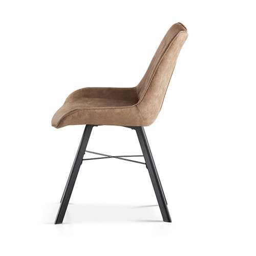 Chaise style industriel avec passe-main assise simili cuir brun Pieds metal noir - 54x63x87 cm