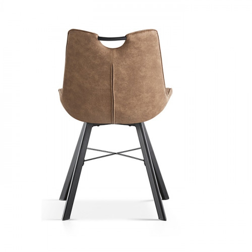 Chaise style industriel avec passe-main assise simili cuir brun Pieds metal noir - 54x63x87 cm