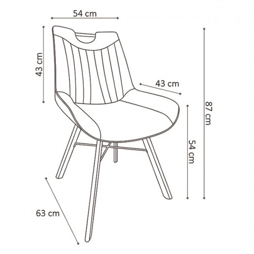 Chaise style industriel avec passe-main assise simili cuir brun Pieds metal noir - 54x63x87 cm