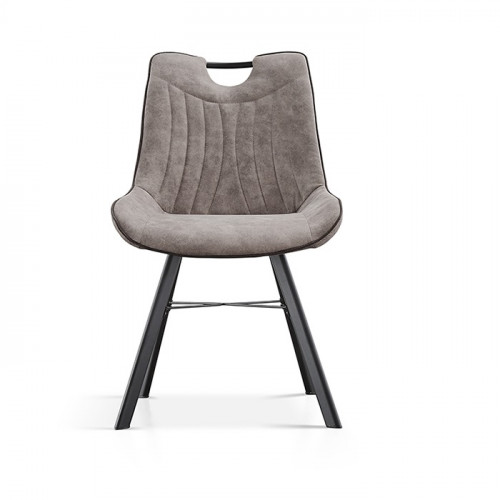 Chaise style industriel avec passe-main assise gris clair Pieds metal noir - 54x63x87 cm