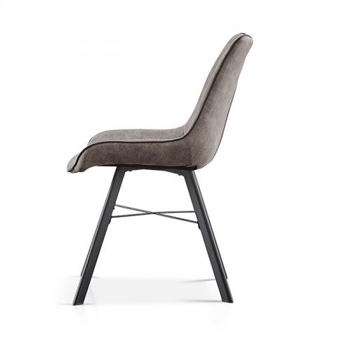 Chaise style industriel avec passe-main assise gris clair Pieds metal noir - 54x63x87 cm