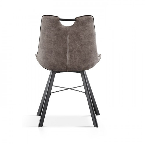 Chaise style industriel avec passe-main assise gris clair Pieds metal noir - 54x63x87 cm