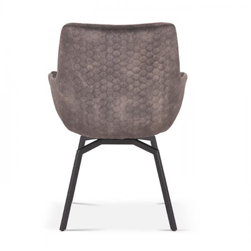 Chaise de style industriel assise pivotante 360° Velours taupe pieds métal noir- 63x63x84 cm