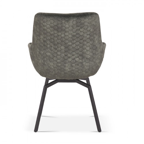 Chaise de style industriel assise pivotante 360° Velours vert pieds métal noir- 63x63x84 cm