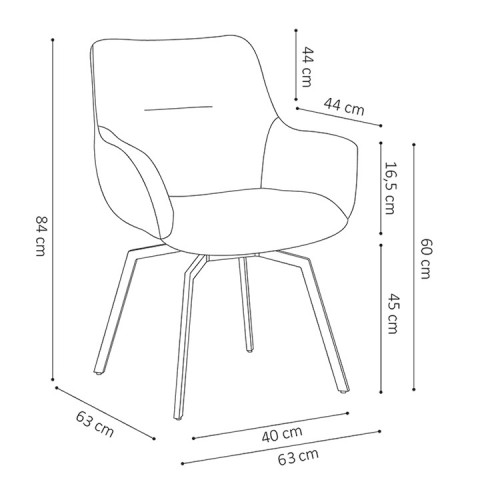 Chaise de style industriel assise pivotante 360° Velours vert pieds métal noir- 63x63x84 cm