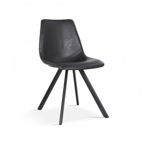 Chaise de style industriel couleur Noir pieds métal noir - 46x60x83 cm