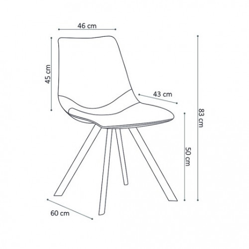 Chaise de style industriel couleur Noir pieds métal noir - 46x60x83 cm