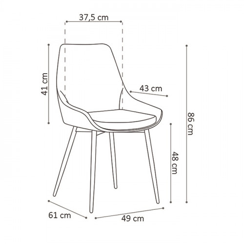 Chaise de style industriel tissu microfibre façon cuir vieilli pieds métal noir - 49x61x86 cm