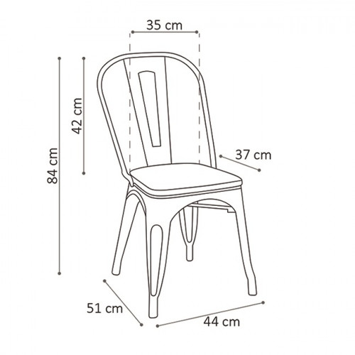 chaise de style industriel en acier métal shotgun assise en orme clair - 44x51x84 cm