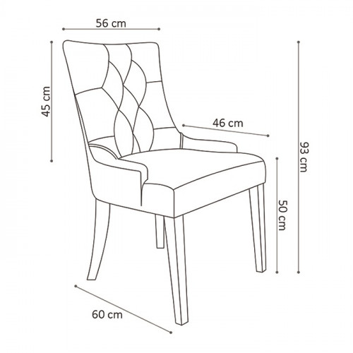 chaise de style chesterfield tissu rose pieds en bois exotique naturel brossé - 57x60x93 cm