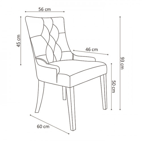 chaise de style chesterfield tissu gris anthracite pieds en bois exotique naturel brossé - 57x60x93 cm