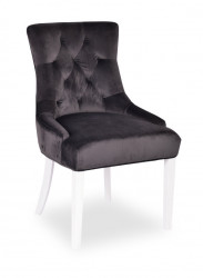 chaise contemporaine en velours gris noir pieds blanc - 57x60x93 cm