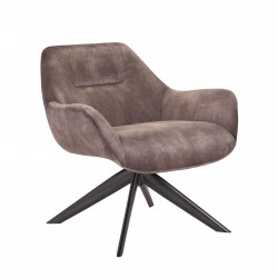 Fauteuil Pivotant 360° en velours Taupe - 78x75x78 cm