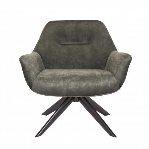 Fauteuil Pivotant 360° en velours vert - 78x75x78 cm