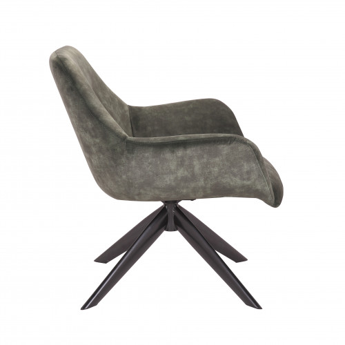 Fauteuil Pivotant 360° en velours vert - 78x75x78 cm