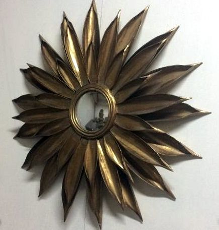 Mini Miroir œil De Sorcière Cerclé Or Patiné - Vintage Milieu XXe