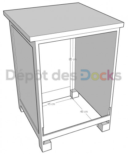 Meuble Lave vaisselle encastrable en bois Massif ROMANE - 65x65x90cm