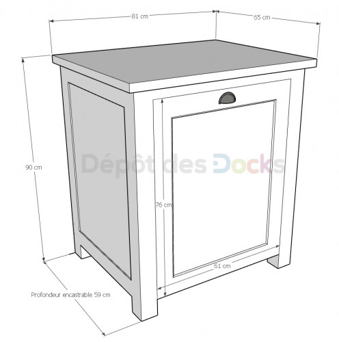 Meuble bas pour lave-vaisselle encastrable - 81x65x90 cm
